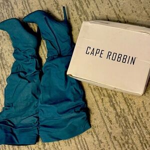 Cape Robbin Thigh High denim boots. Size 8 (light blue color)